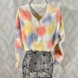 Storia tie dye knit cropped sweater size S
